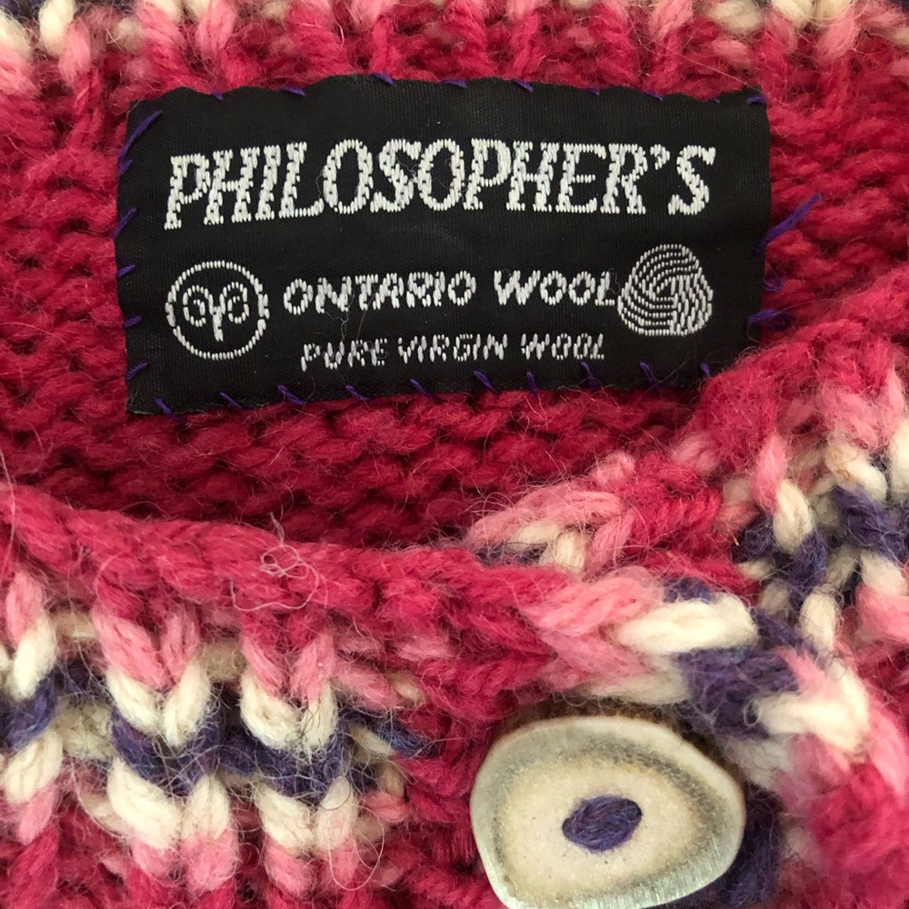 Women’s PHILOSOPHER’s Ontario Wool Hand Knit Granny Square Cardigan Size L/XL - Picture 5 of 8